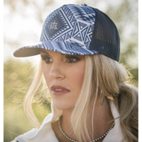 STS Ranchwear Leather Diamond Brand Patch Cap- Blue Aztec