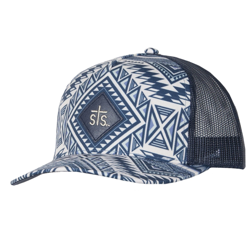 STS Ranchwear Leather Diamond Brand Patch Cap- Blue Aztec