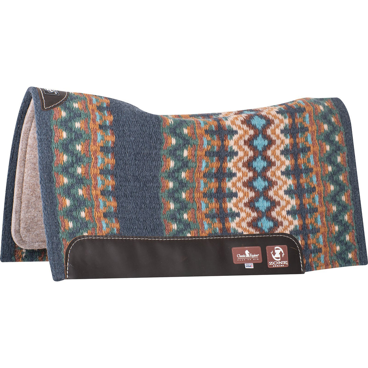 Classic Equine 32"X34" 3/4" Zone Blanket Top Saddle Pad- Navy/Emerald