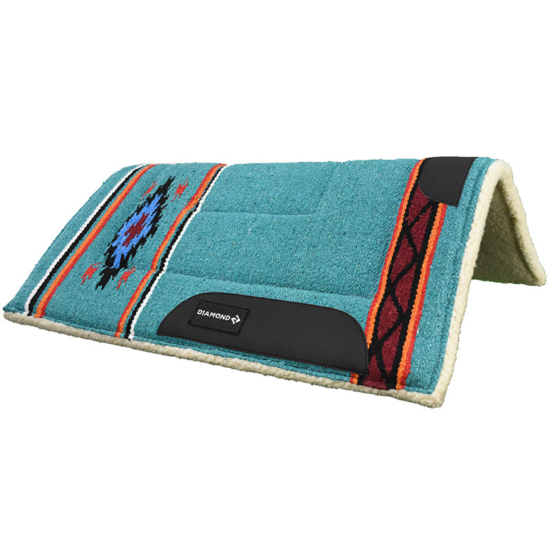 Diamond R Square Fleece Bottom 26"X26" Pony Pad- Turquoise Navajo