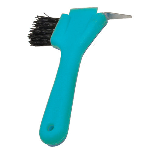 Partrade Hoof Pick with Brush and Scraper- Teal