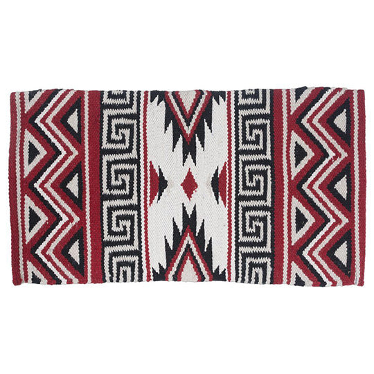 Tough 1 Mayan Navajo Wool Saddle Blanket- Red/Black/Taupe/White