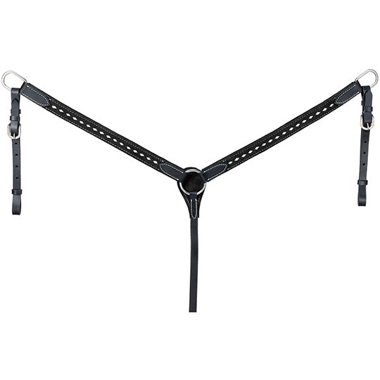 Tough 1 Black Suede Breast Collar with White Buckstitch
