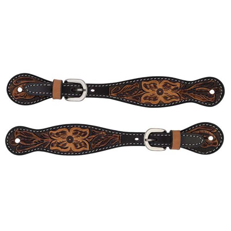 Turquoise Cross by Weaver Leather Ladies Spur Straps- Floral Carving