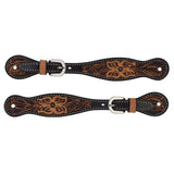 Turquoise Cross by Weaver Leather Ladies Spur Straps- Floral Carving