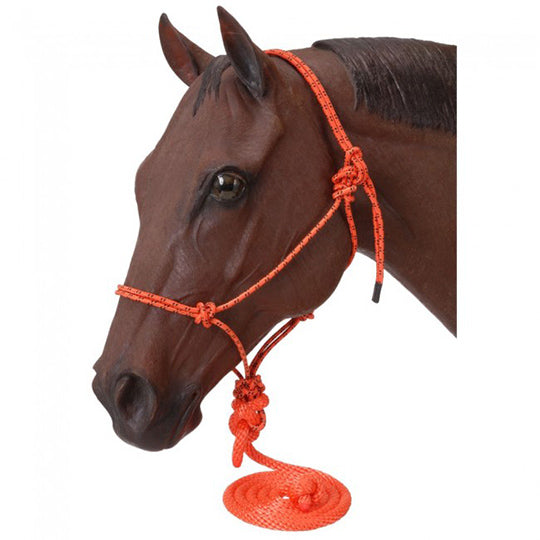 Tough-1 Poly Rope Tied Halter with 10' Lead- Orange