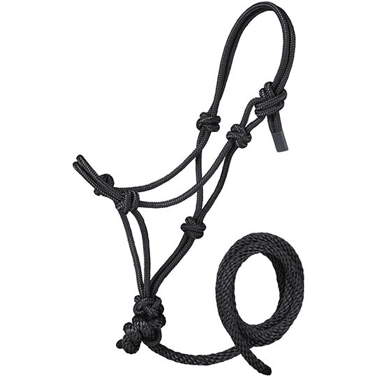 Tough 1 Mini Rope Halter with Lead Rope- Black