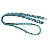 Tough1 Deluxe Knotted Cord Roping Reins- Turquoise/Black