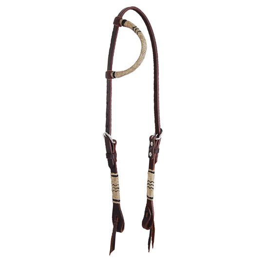 Oxbow Tack Chocolate Slip Ear Headstall with Rawhide Accents