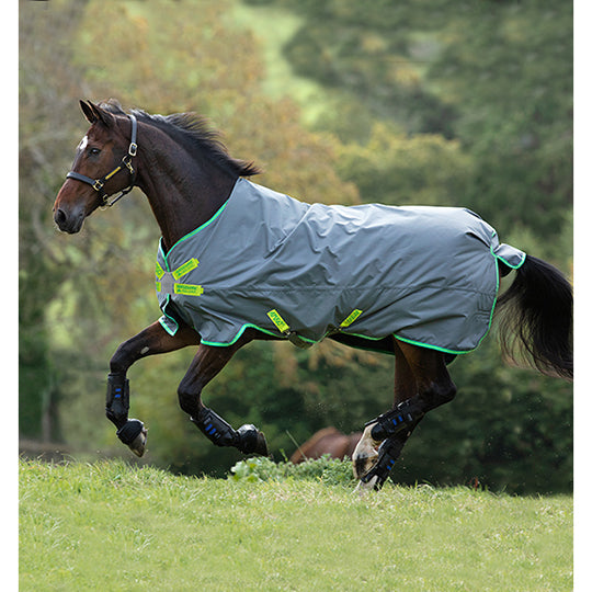 Horseware Amigo Hero 900 Turnout Sheet w/ Disc Front Closure (0g Lite)- Grey/Lime Green