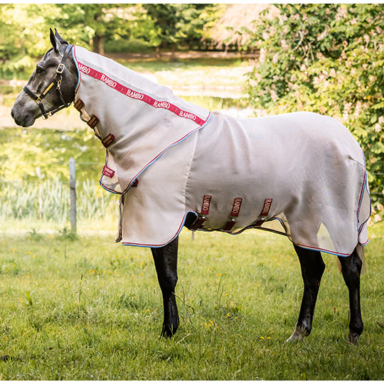 Horseware Rambo Protector Fly Sheet with Disc Front- Oatmeal/Cherry/Peach/Blue