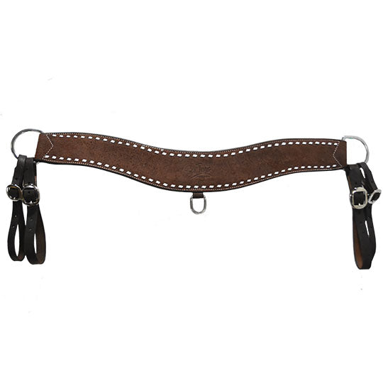 Scott Thomas Saddlery 3 3/4" Chocolate Roughout Tripping Breast Collar with White Buckstitch