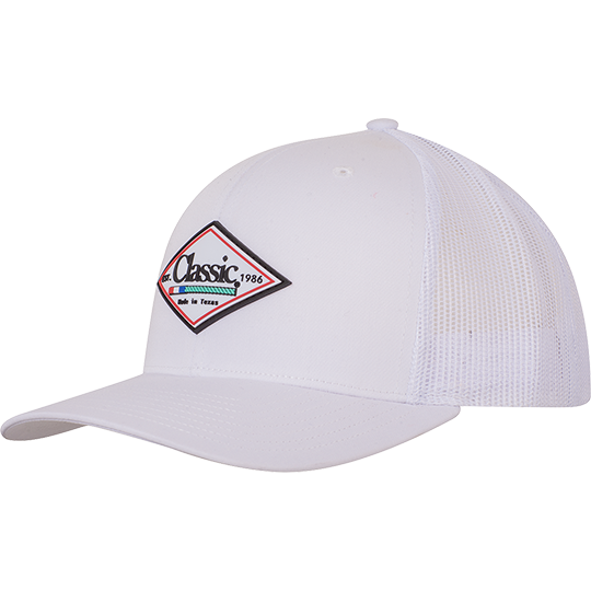 Classic Ropes White with White Mesh Cap with Rubber Diamond Patch