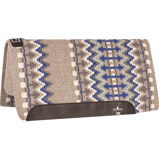 Classic Equine 1" 32"X34" Wool Top Saddle Pad- Grey/Royal Blue