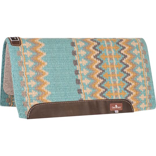 Classic Equine 1" 32"X34" Wool Top Saddle Pad- Turquoise/Honey
