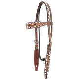 Scott Thomas Vintage Floral Tooled Browband Headstall with White Buckstitch