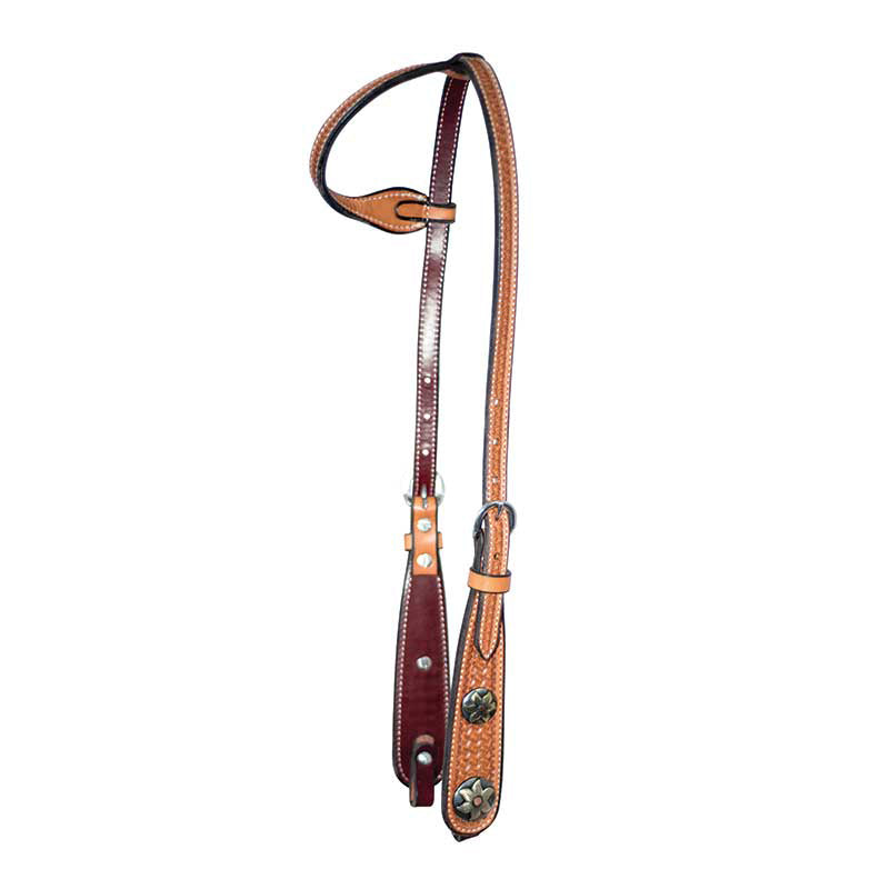 Wildfire Saddlery 5/8" Golden Leather Single Ear Bell Cheek With Conchos On Headstall