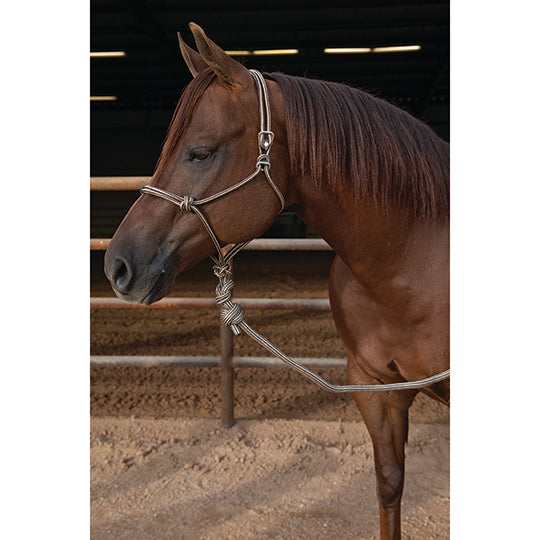 Professional's Choice Easy On Rope Halter with Lead- Chocolate/Tan