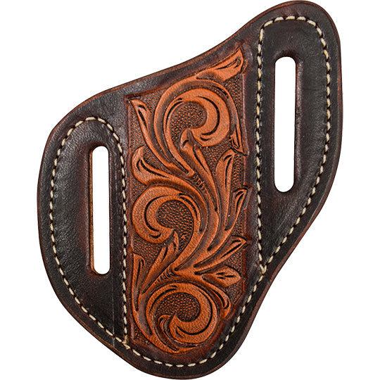 Martin Saddlery Large Floral Tooled Angled Knife Scabbard with Dyed Edges