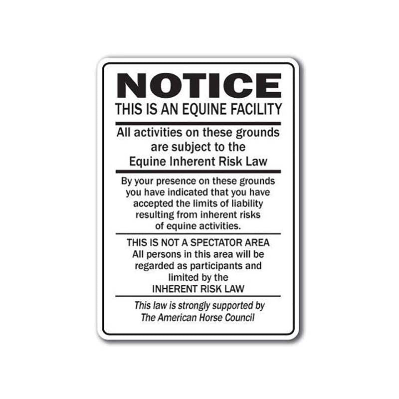 Universal Equine Liability Sign (12