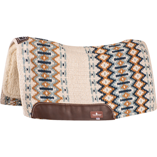Classic Equine 34"X38" Contoured SensorFlex 1" Saddle Pad- Cream/Blue