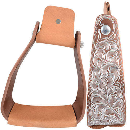 Cashel Brown Engraved Slanted Stirrups - Thumbnail 3